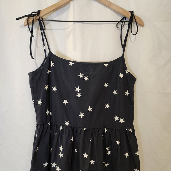 Gap Women's Tie Strap Dress Size 10 Dark Navy Star Print Americana‎ Summer FLAW - Picture 3 of 8